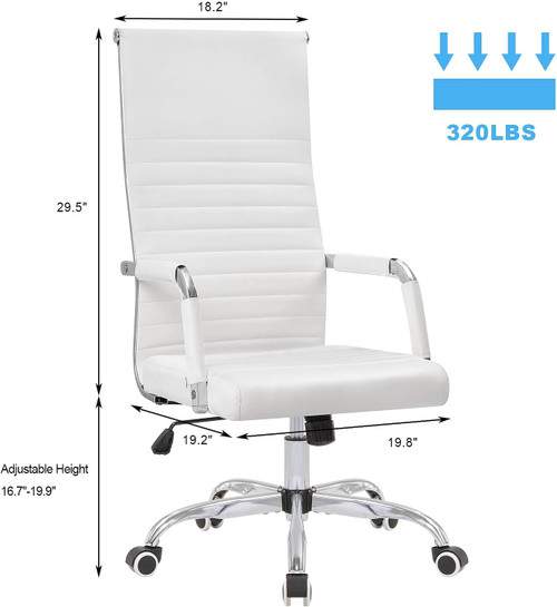 Ribbed Office Chair High Back White by ModSavy