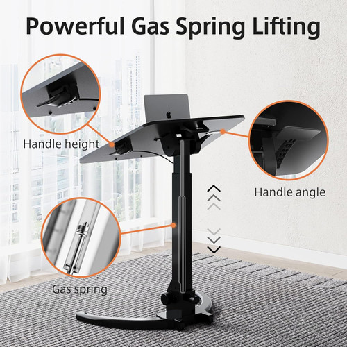 ModSavy Foldable Mobile Standing Desk, Pneumatic Height Adjustable