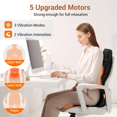 Carshion Vibration Back Massager with Heat, 5 Vibrating Motors and 2 Heat  Levels, Massage Seat Cushi…See more Carshion Vibration Back Massager with