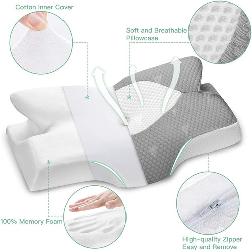 Neck Pillows for Pain Relief Sleeping, Heated Memory Foam Cervical