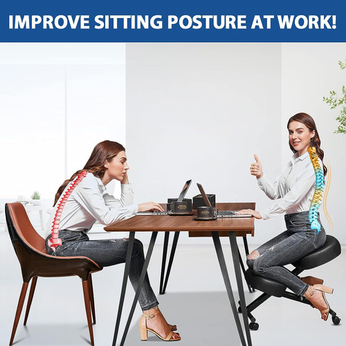 Ergonomic Office Kneeling Chair, Height Adjustable Stool with Thick Foam Cushions