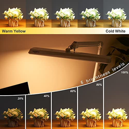 bemelux LED Architect Desk Lamp with Clamp, Metal Swing Arm 2000 Lumens Dimming Office Table Lamp for Task Work Drafting Reading Desktop, 234PCS Bright LEDs, 24W, 5 Color Temperatures Workbench Lamp