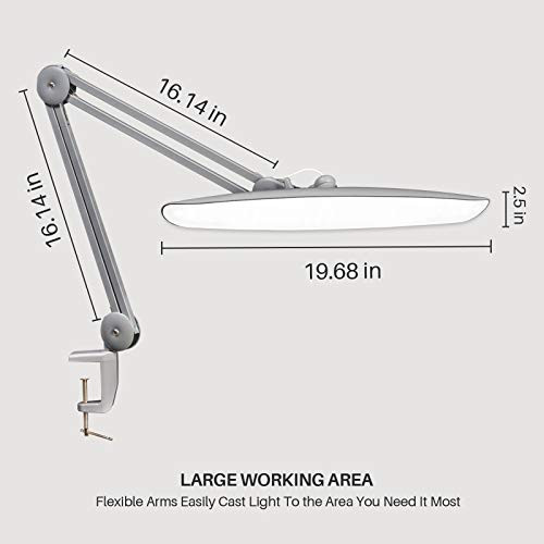 bemelux LED Desk Lamp with Clamp, Dimming Task Lamp for Reading Desktop Office Workbench Table Architect Sewing Study Home Craft, Bright 117PCS LEDs, 2200 Lumens 20 Inch Metal Swivel Arm Work Lamp