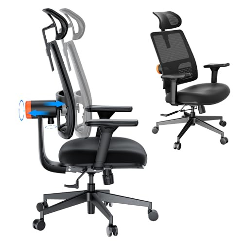 Humanspine Adaptive Office Chair, Lumbar Support, Adjustable Headrest, Seat Depth Adjustment, 96°-126° Tilt Function, 4D Armrest Recliner Chair for Office