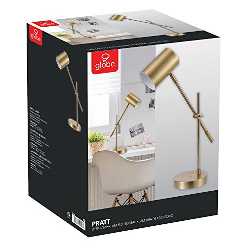 ModSavy Pratt 20" Desk/Table Lamp, Matte Brass Finish, Adjustable Height, Balance Arm, in-Line Rocker On/Off Switch