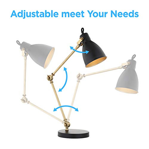 ModSavy Barnes 24" LED Metal Task Lamp Modern, Contemporary, Transitional for Bedroom, Living Room, Office, College Dorm, Coffee Table, Bookcase, Black/BrassGold