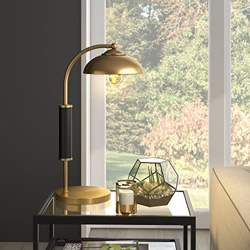ModSavy Denton 24" Tall Two-Tone Table Lamp with Metal Shade in Brass/Matte Black/Brass, Lamp, Desk Lamp for Home or Office