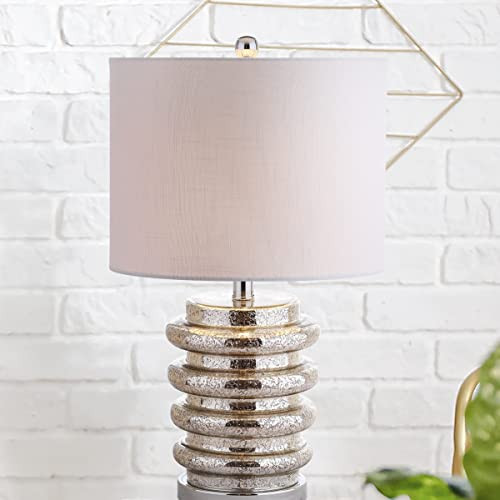 ModSavy Allen 22.75" LED Glass Table Lamp Contemporary Transitional Bedside Desk Nightstand Lamp for Bedroom Living Room Office College Bookcase LED Bulb Included, Mercury Silver