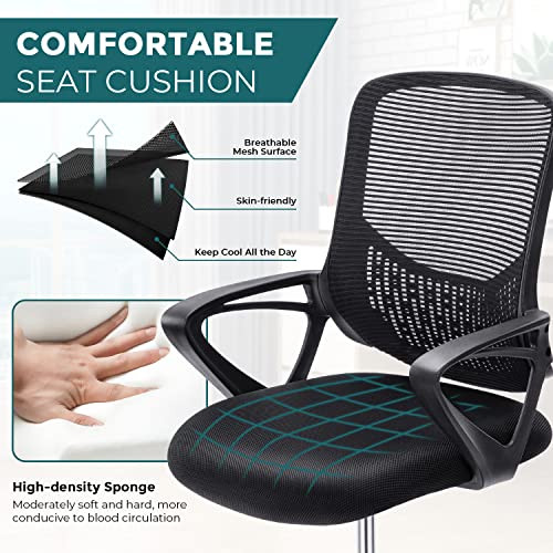 ModSavy Drafting Chair Tall Office Chair, Standing Desk Chair Counter Height Office Chairs, Mid Back Mesh Office Drafting Chairs with Armrest, Height Adjustable Foot Ring, Black