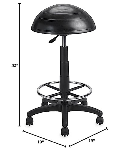 ModSavy Balance Ball Chair Stool, Half-Dome Stability Ball Adjustable Tall Office Sit Stand Swivel Desk Chair Drafting Stool with Round Foot Rest for Standing Desks Home or Office - Black 33