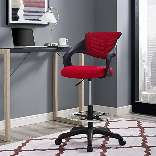 ModSavy Thrive Drafting Chair - Tall Office Chair for Adjustable Standing Desks in Red