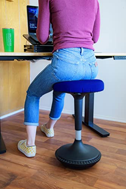ModSavy STOOL Standing Desk Chair ergonomic tall adjustable height sit stand-up office balance drafting bar swiveling leaning perch perching high swivels 360 computer adults kids active sitting blue