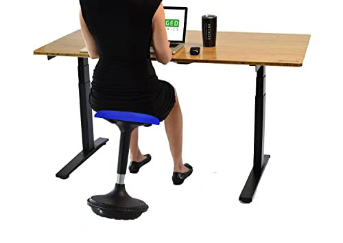 ModSavy STOOL Standing Desk Chair ergonomic tall adjustable height sit stand-up office balance drafting bar swiveling leaning perch perching high swivels 360 computer adults kids active sitting blue