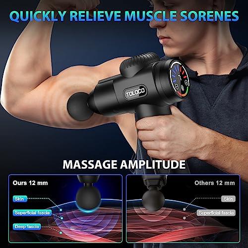 ModSavy Massage Gun Deep Tissue, Back Massage Gun for Athletes for Pain Relief, Percussion Massager with 10 Massages Heads & Silent Brushless Motor, Gifts for Men&Women, Black