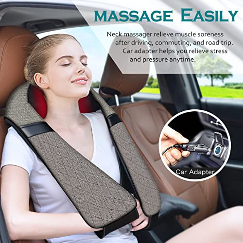 ModSvy Shiatsu Neck Massager, Shiatsu Back Shoulder Massager with Heat, Electric Kneading Massage Pillow for Back,Shoulder, Foot, Leg Muscles Pain Relief Relax in Car, Office and Home