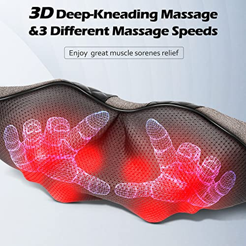 ModSvy Shiatsu Neck Massager, Shiatsu Back Shoulder Massager with Heat, Electric Kneading Massage Pillow for Back,Shoulder, Foot, Leg Muscles Pain Relief Relax in Car, Office and Home