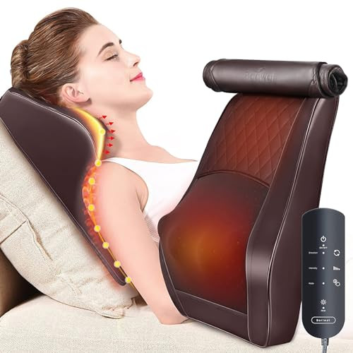 Boriwat Back Massager Neck Massager with Heat, 3D Kneading Massage Pillow for Pain Relief, Massagers for Neck and Back, Shoulder, Leg, Gifts for Men