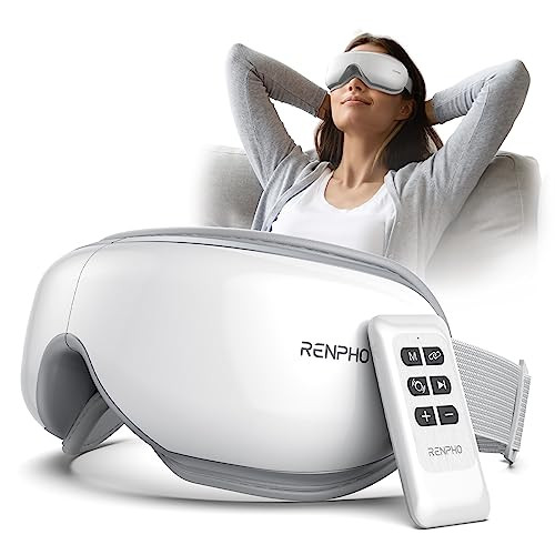 ModSavy Eye Massager for Migraines with Remote, Heat, Compression, Bluetooth, Heated Eye Mask, Temple Massager, Eye Device for Reduce Eye Strain, Dark Circles, Dry Eyes