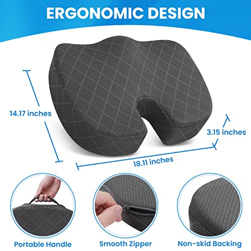 Seat Cushion, Office Chair Cushions, Car Seat Cushion, Non-Slip Sciatica & Back