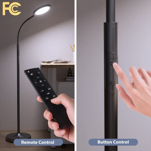 ModSavy Floor Lamp Super Bright Dimmable LED Lamps for Living Room, Custom Color Temperature Standing Lamp with Remote Push Button, Adjustable Gooseneck Reading Floor Lamp for Bedroom Office