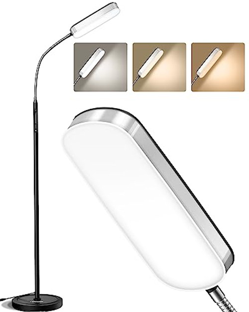 ModSavy Floor Lamp, Eye-Caring LED Floor Lamps for Living Room, Bright 5 Color Temperatures & Stepless Dimmer, Touch Standing Lamp with 3 Timer Modes, Reading Floor Lamp for Bedroom, Office