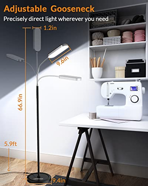 ModSavy Floor Lamp, Eye-Caring LED Floor Lamps for Living Room, Bright 5 Color Temperatures & Stepless Dimmer, Touch Standing Lamp with 3 Timer Modes, Reading Floor Lamp for Bedroom, Office