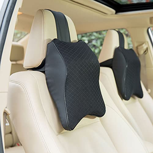 ModSavy Car Seat Headrest Neck Rest Cushion - Ergonomic Car Neck Pillow Durable 100% Pure Memory Foam Carseat Neck Support - Comfty Car Seat Back Pillows for Neck/Back Pain Relief (Black 2pcs)