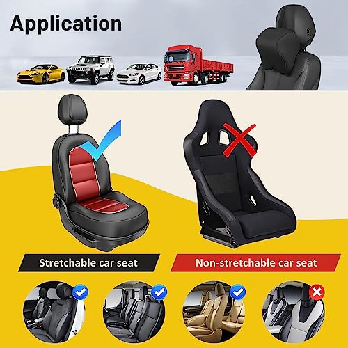 ModSavy Car Neck Pillow for Driving- Memory Foam Car Pillow for Driving Seat for Cervical Support and Neck Pain Relief - T-Shaped Straps for Height Adjustment,Black