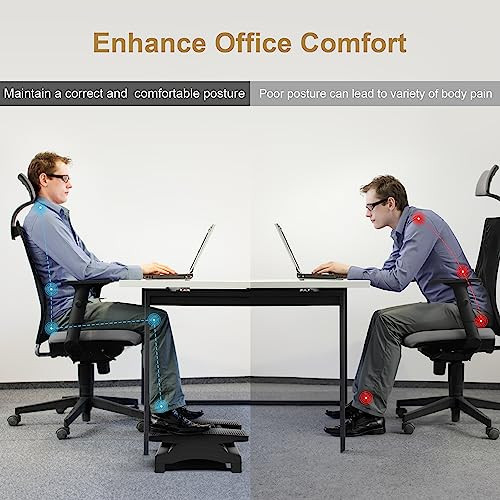 ModSavy Auslar Foot Rest, Adjustable Ergonomic Foot Rest for Under Desk at Work with Massage Texture and Roller, 20 Degree Tilt Angle Adjustment Foot Stool for Office, Home