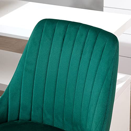 ModSavy Mid-Back Office Chair, Velvet Fabric Swivel Scallop Shape Computer Desk Chair for Home Office or Bedroom, Green