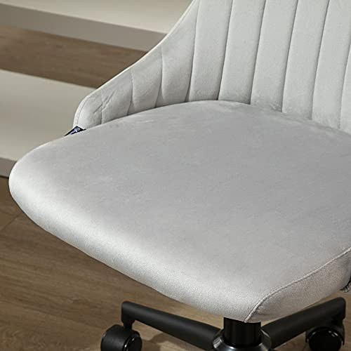 ModSavy Mid-Back Office Chair, Velvet Fabric Swivel Scallop Shape Computer Desk Chair for Home Office or Bedroom, Grey