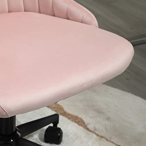 ModSavy Mid-Back Office Chair, Velvet Fabric Swivel Scallop Shape Computer Desk Chair for Home Office or Bedroom, Pink