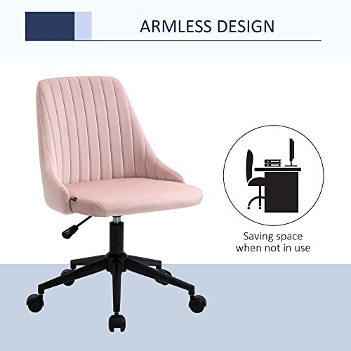 ModSavy Mid-Back Office Chair, Velvet Fabric Swivel Scallop Shape Computer Desk Chair for Home Office or Bedroom, Pink