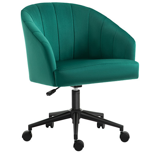 ModSavy Retro Mid-Back Swivel Fabric Computer Desk Chair Height Adjustable with Metal Base, Leisure Task Chair on Rolling Wheels for Home Office, Green