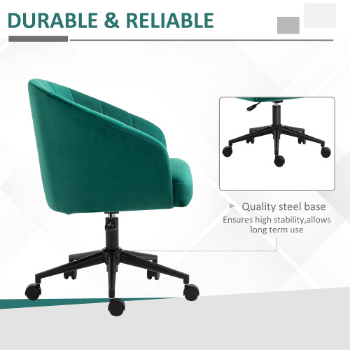 ModSavy Retro Mid-Back Swivel Fabric Computer Desk Chair Height Adjustable with Metal Base, Leisure Task Chair on Rolling Wheels for Home Office, Green