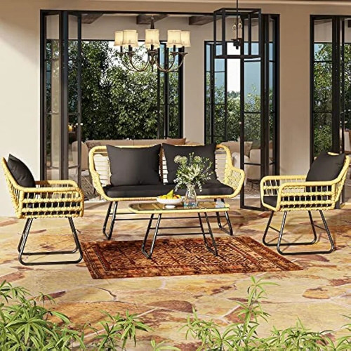 Tov 4-Piece Patio Furniture Wicker Outdoor Bistro Set by ModSavy