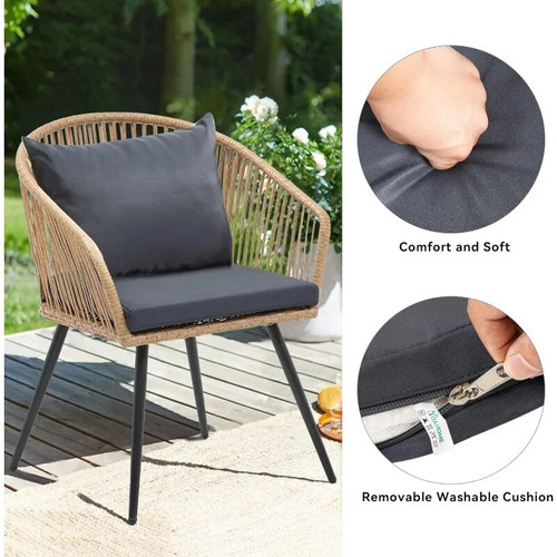 Ki 3-Piece Outdoor Patio Furniture Wicker Bistro Set by ModSavy