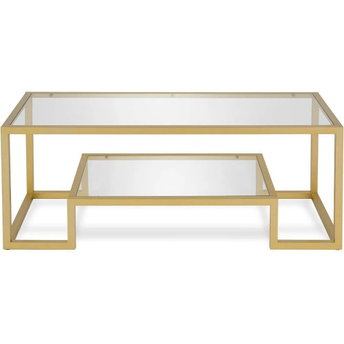 Lu Coffee Table 45” Wide Rectangular Coffee Table in Brass by ModSavy