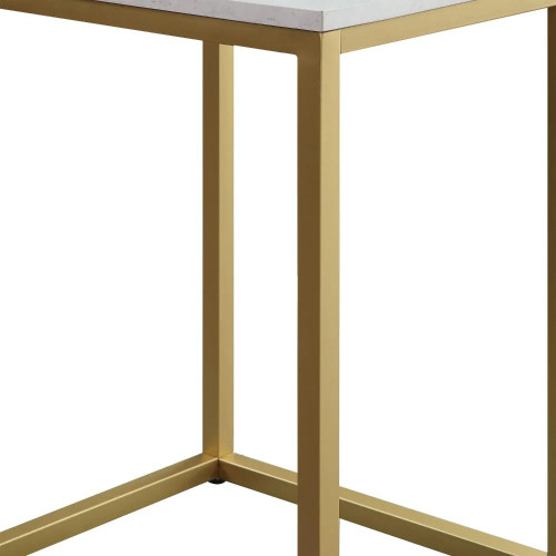 He End Table, White Top with Gold Frame by ModSavy