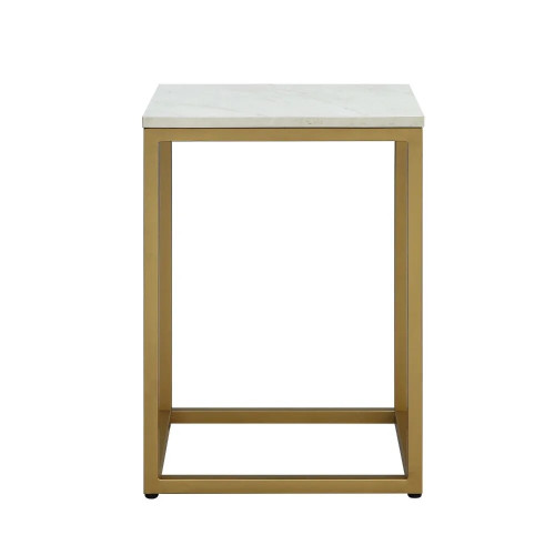 He End Table, White Top with Gold Frame by ModSavy