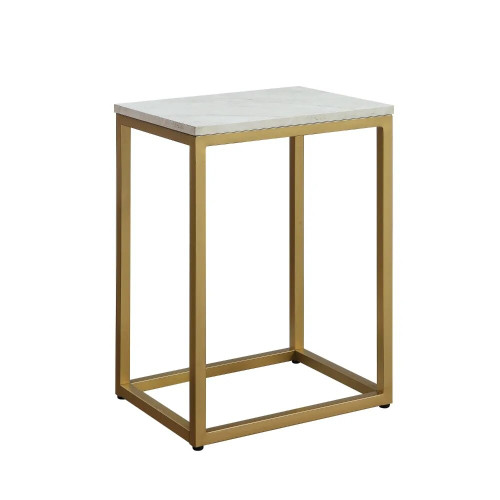 He End Table, White Top with Gold Frame by ModSavy