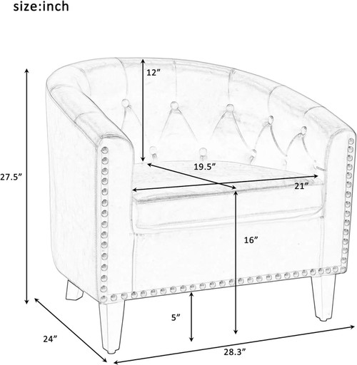 Birnono Modern Upholstered Accent Armchair Soft Linen Fabric by ModSavy