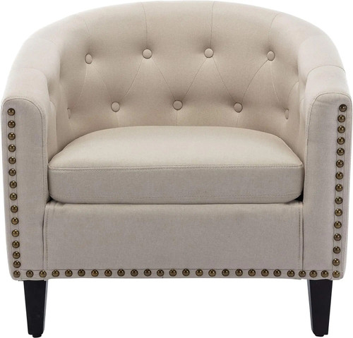 Birnono Modern Upholstered Accent Armchair Soft Linen Fabric by ModSavy