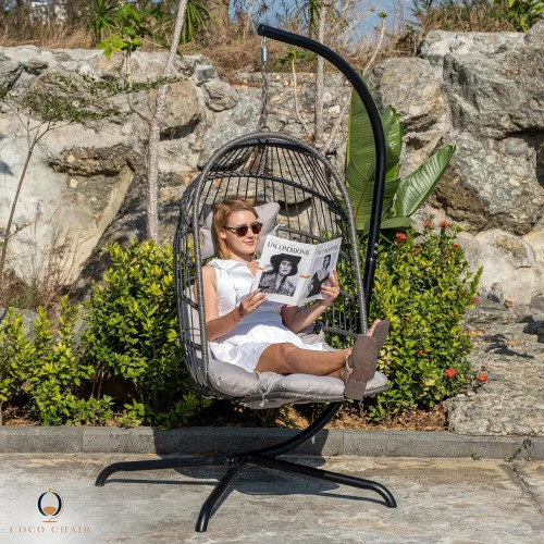 Lifny Hanging Egg Swinging Outdoor Chair with Stand by ModSavy