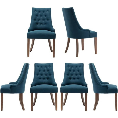Wingtan Tufted Dining Chairs Set of 6 Fabric Upholstered Side Dining Room Chairs by ModSavy