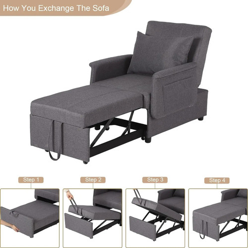 Gaerer Convertible Chair Sleeper 3-in-1 Pull Out Sleeper  by ModSavy