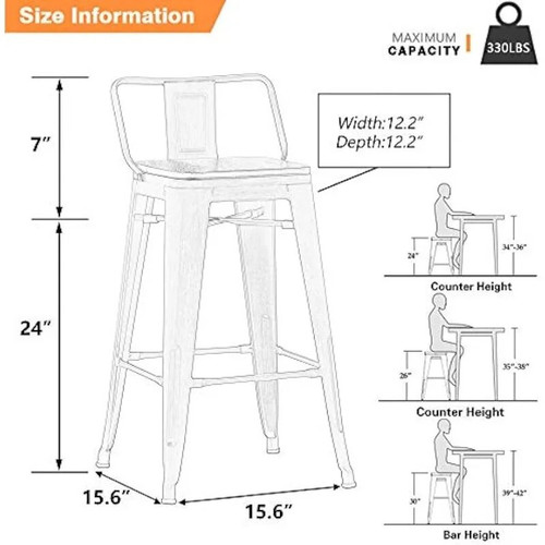 Tfelon 24" Counter Stools Set of 4 by ModSavy