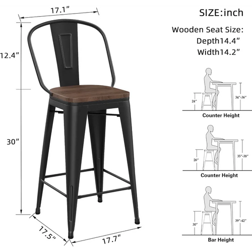 Techker 30" Bar Stools Set of 4 by ModSavy