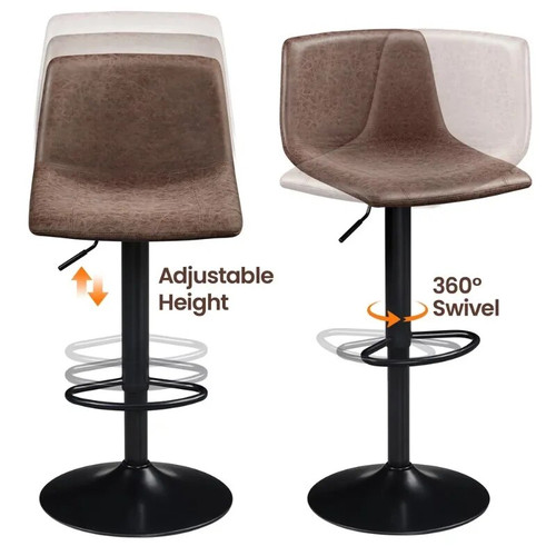 Veno Vintage Adjustable PU leather Bar Stools set of 2 by ModSavy