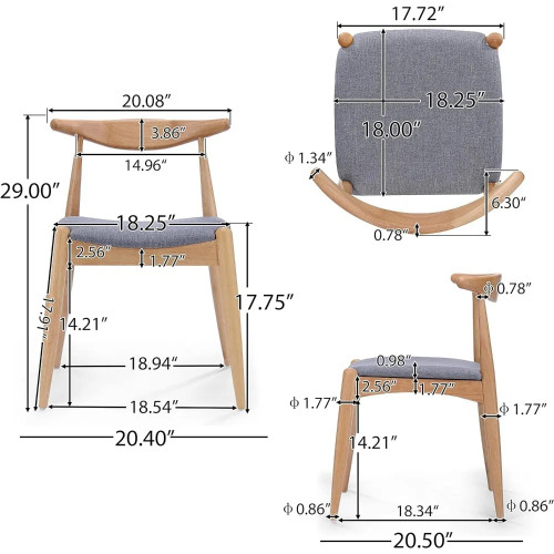 Subi Fabric with Oak Finish Dining Chairs Set of 2 by ModSavy